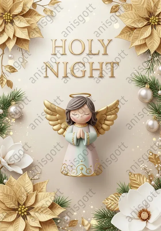 Golden Luxury Christmas Clay Art Posters