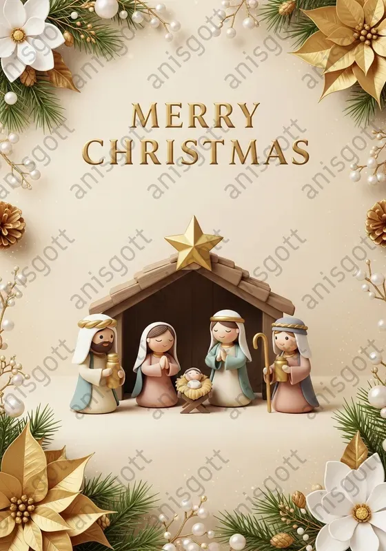 Golden Luxury Christmas Clay Art Posters