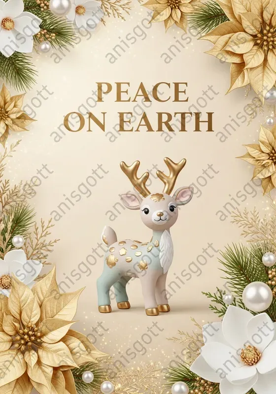 Golden Luxury Christmas Clay Art Posters