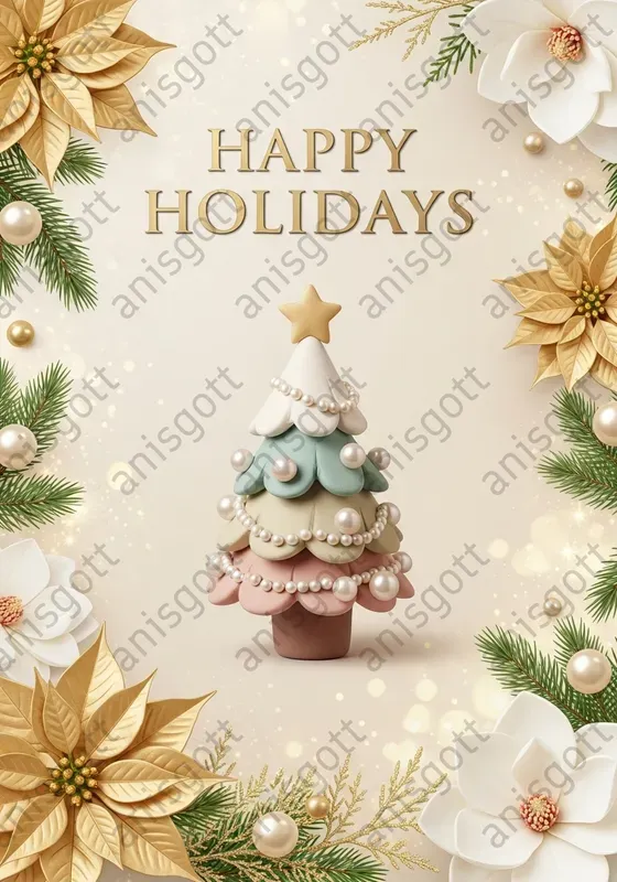 Golden Luxury Christmas Clay Art Posters