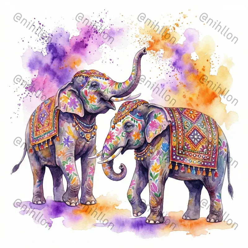 Watercolor Holi Cliparts