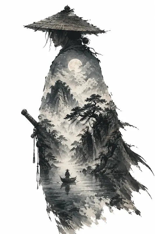 Oriental Ink Double Exposure Posters