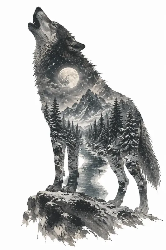 Oriental Ink Double Exposure Posters
