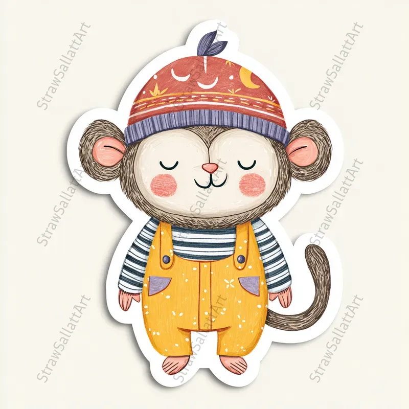 Playful Naive Animal Character Stickers