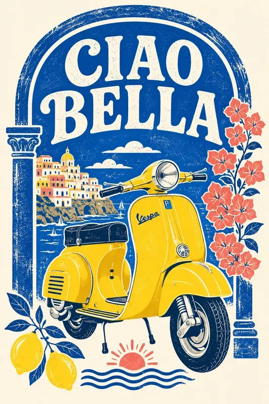 Retro Mediterranean Summer Graphics