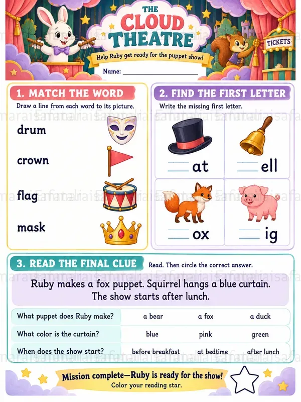 Kids Storybook Literacy Worksheets