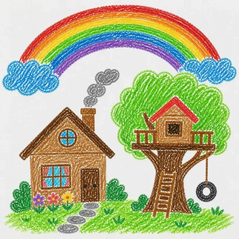 Childlike Crayon Art Drawings