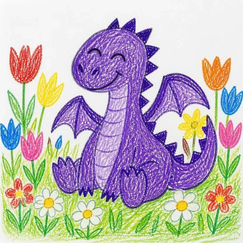 Childlike Crayon Art Drawings