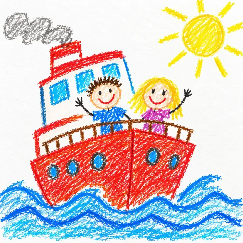Childlike Crayon Art Drawings