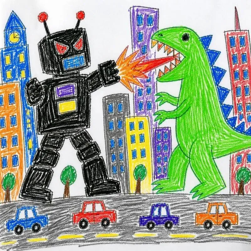 Childlike Crayon Art Drawings