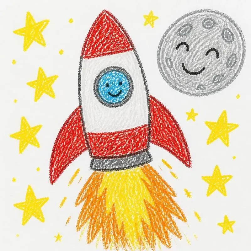 Childlike Crayon Art Drawings