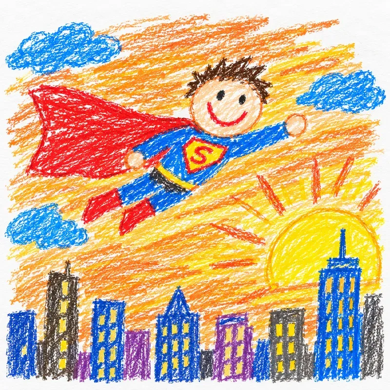 Childlike Crayon Art Drawings