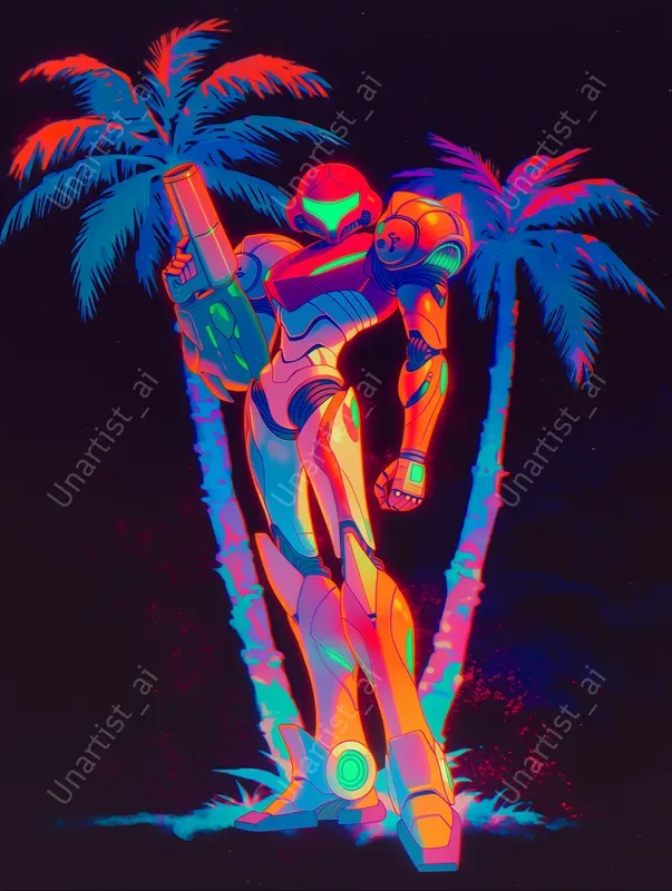 Vaporwave Retrowave Character Paintings