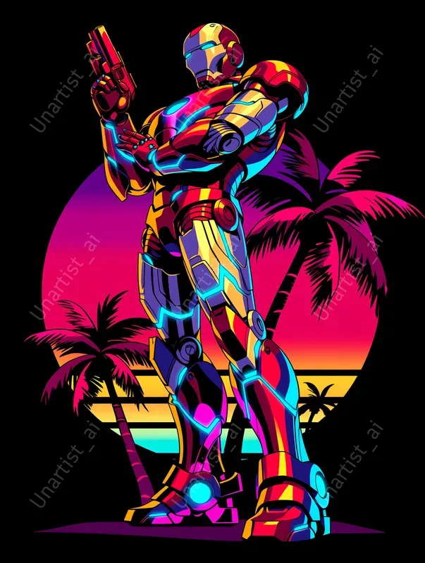 Vaporwave Retrowave Character Paintings