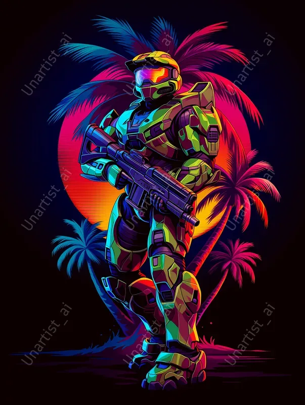 Vaporwave Retrowave Character Paintings