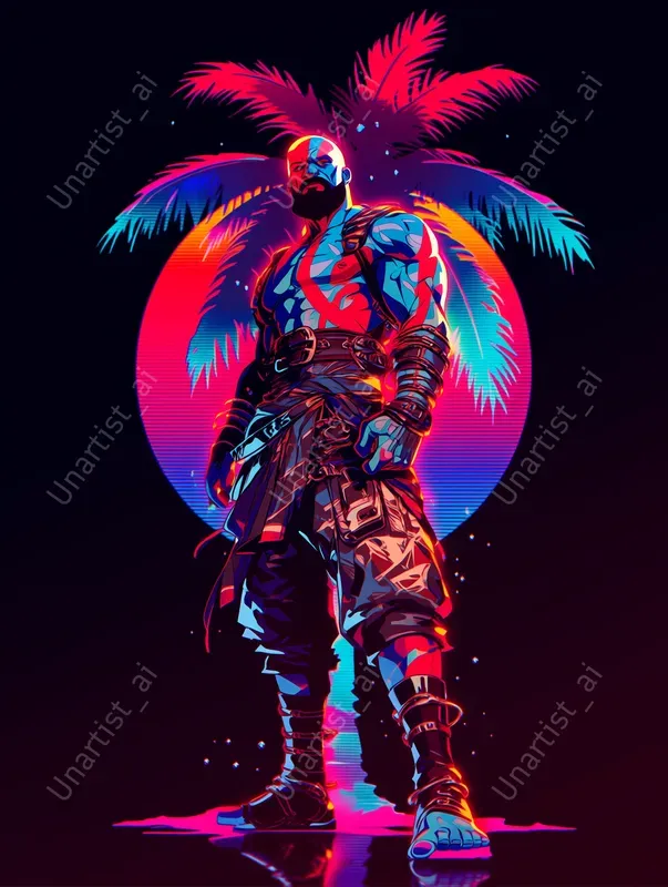 Vaporwave Retrowave Character Paintings