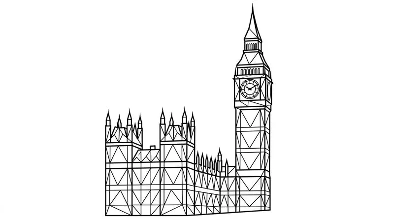 Lowpoly World Landmarks Line Art KDP