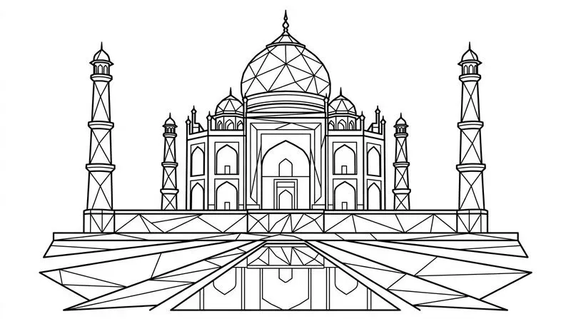 Lowpoly World Landmarks Line Art KDP