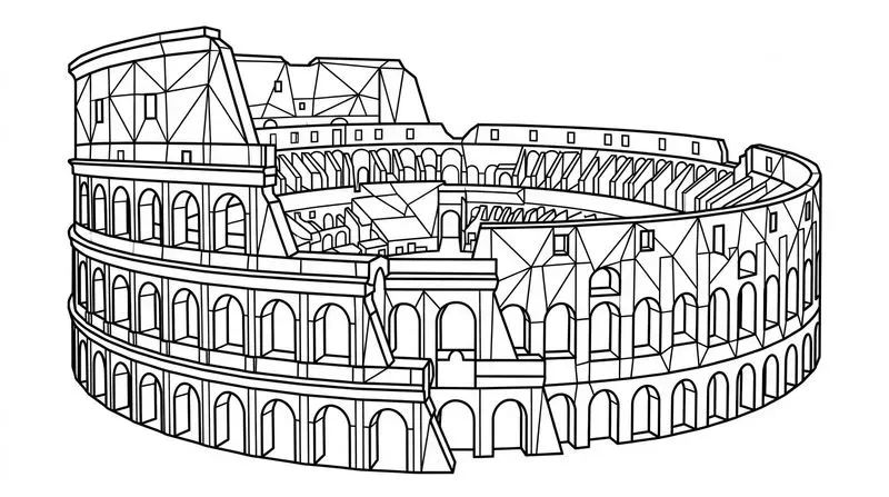 Lowpoly World Landmarks Line Art KDP