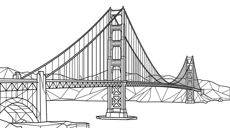 Lowpoly World Landmarks Line Art KDP