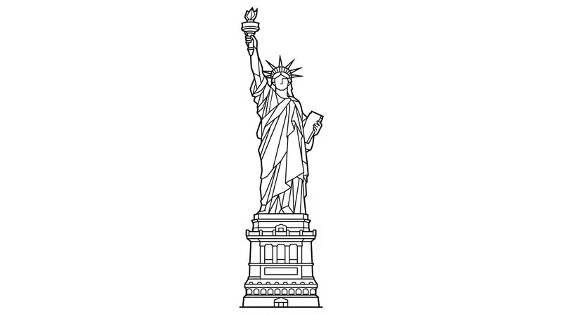 Lowpoly World Landmarks Line Art KDP