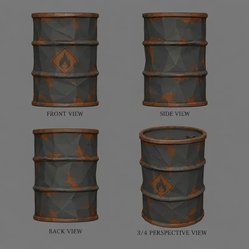 Low Poly Game Prop Reference Sheet Gens