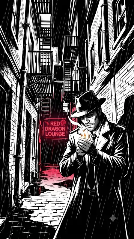 Neonoir Minimalist 2D Graphic Novel Art
