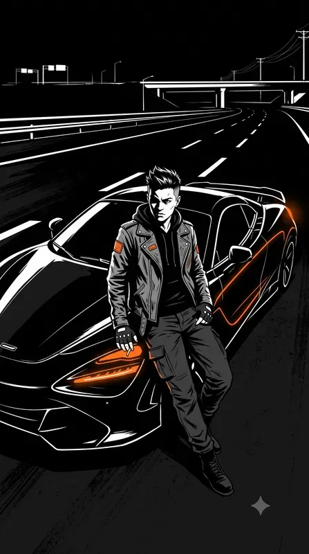 Neonoir Minimalist 2D Graphic Novel Art