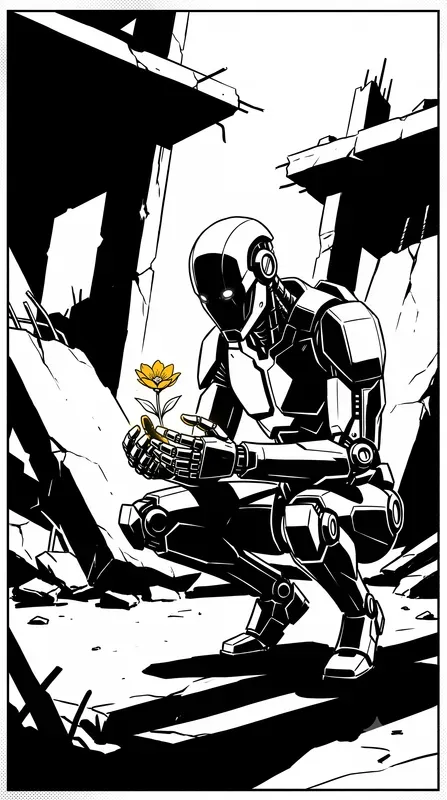 Neonoir Minimalist 2D Graphic Novel Art