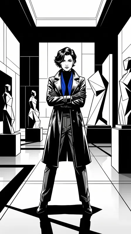 Neonoir Minimalist 2D Graphic Novel Art