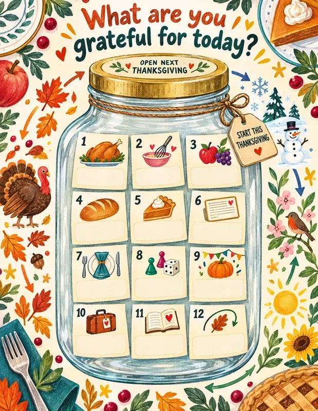 Thanksgiving Gratitude Jar Pages