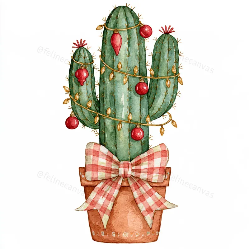 Cowboy Christmas Watercolor Clipart