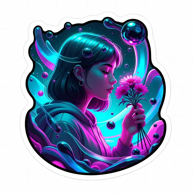 Liquidmetal Neon Sticker Art