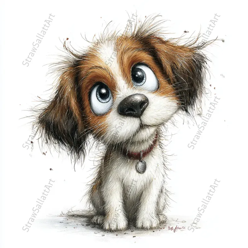 Doodle Dog Cartoon Illustration Cliparts