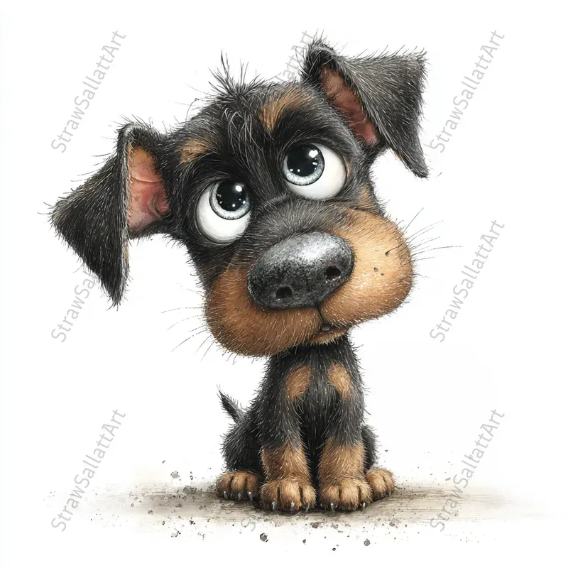 Doodle Dog Cartoon Illustration Cliparts