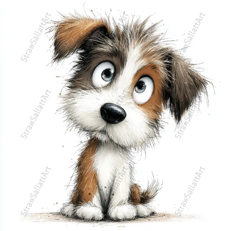 Doodle Dog Cartoon Illustration Cliparts