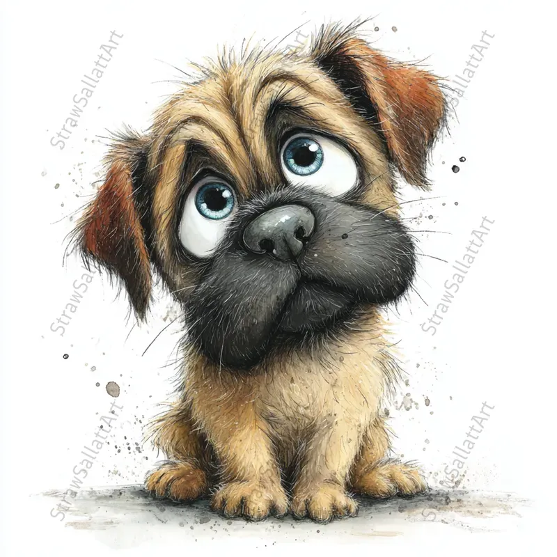 Doodle Dog Cartoon Illustration Cliparts