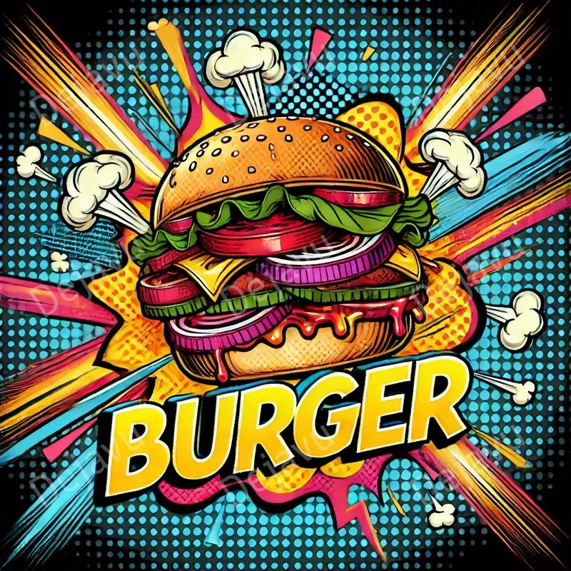 Pop Art Food Typography Cliparts
