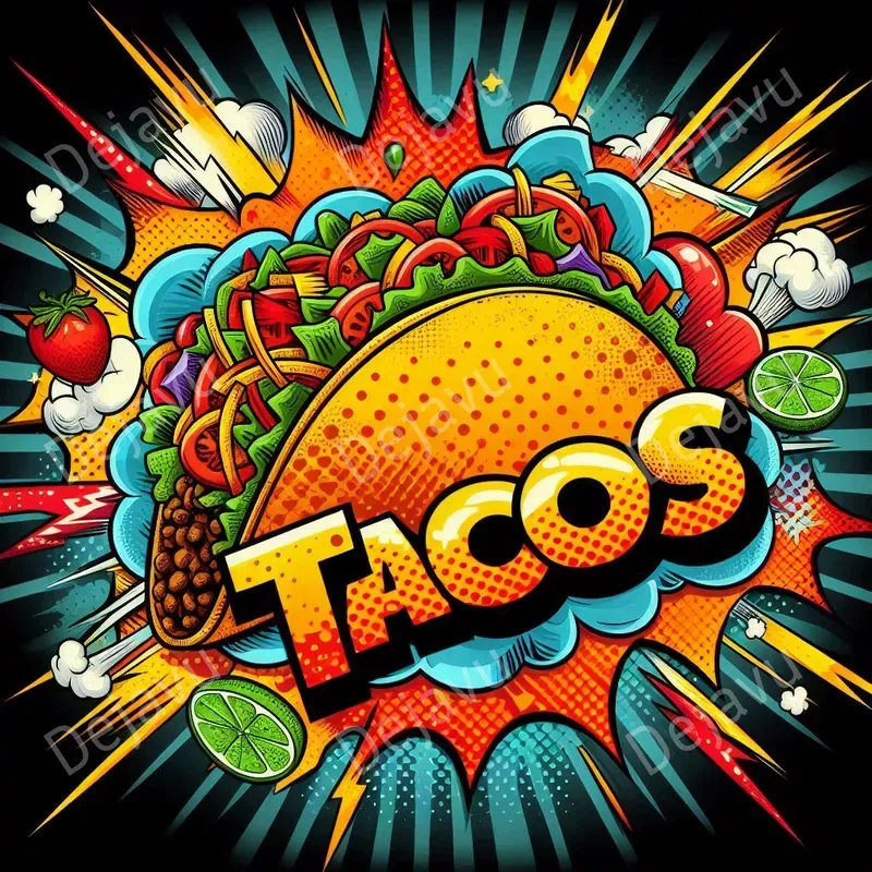 Pop Art Food Typography Cliparts