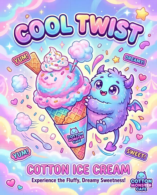 Cute Monster Food Ads Posters