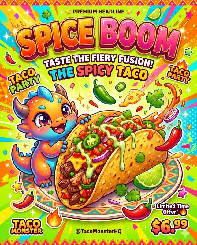 Cute Monster Food Ads Posters