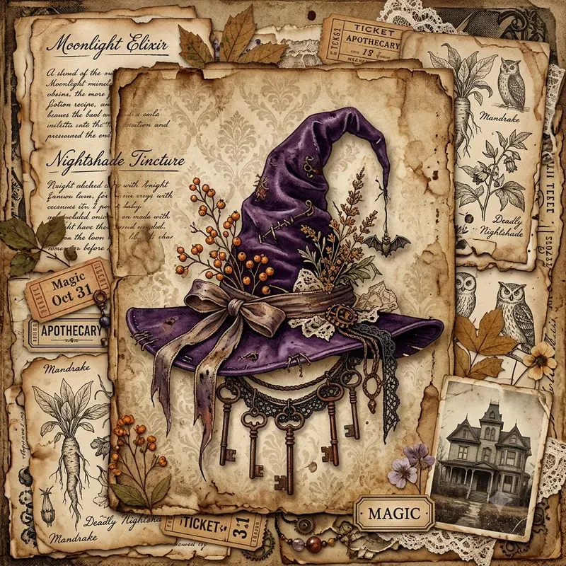 Magical Halloween Junk Journal Ephemera