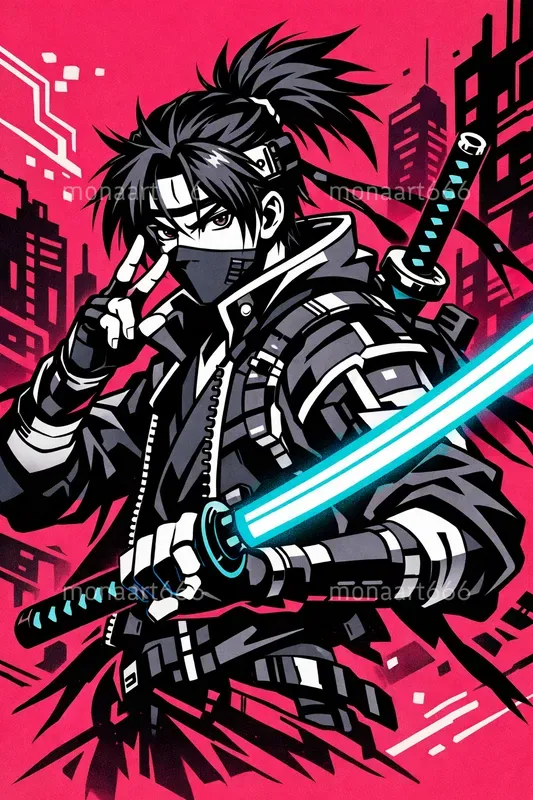 Vibrant Popmanga Ink Portraits