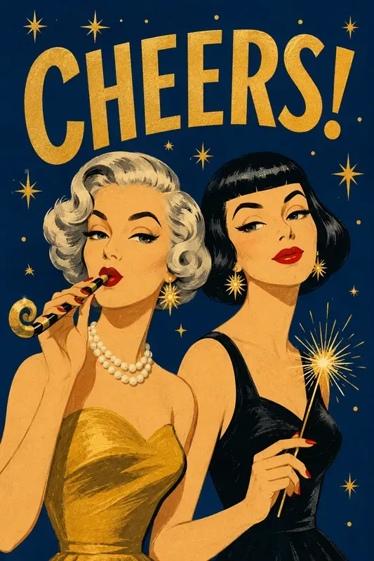 Mid Century Retro Party Illustrations
