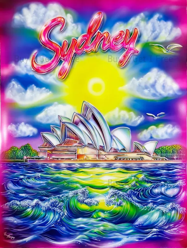 Neon Glow Travel Posters Collection