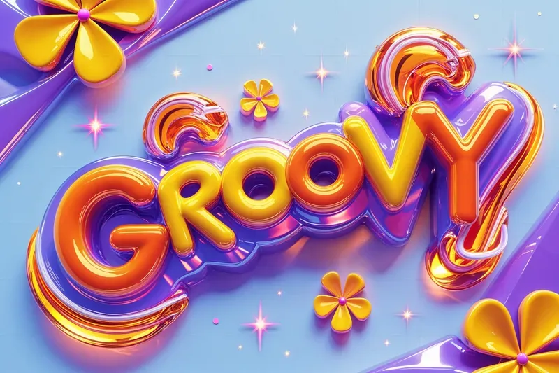 Futuristic 3d Glossy Chrome Typography