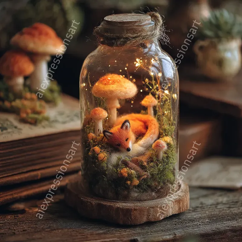 Whimsical Felted Wool Miniature Dioramas