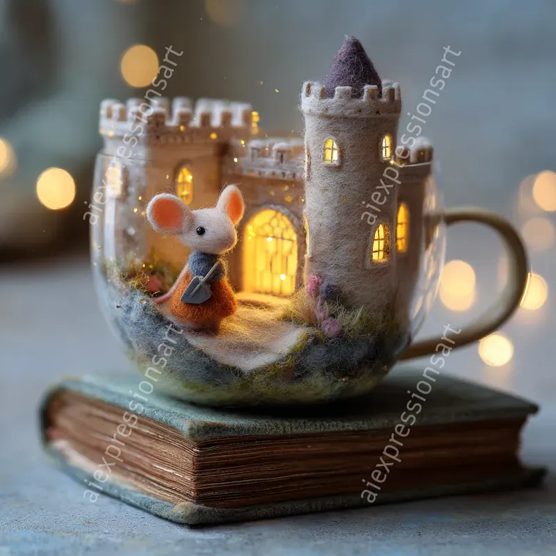 Whimsical Felted Wool Miniature Dioramas