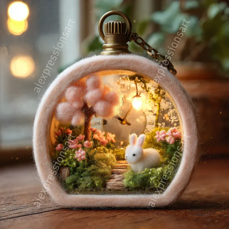 Whimsical Felted Wool Miniature Dioramas