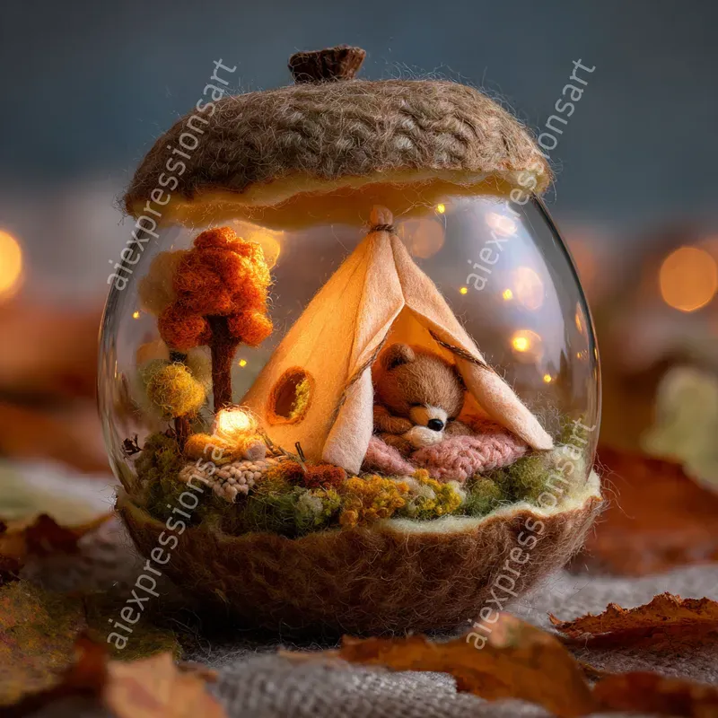 Whimsical Felted Wool Miniature Dioramas